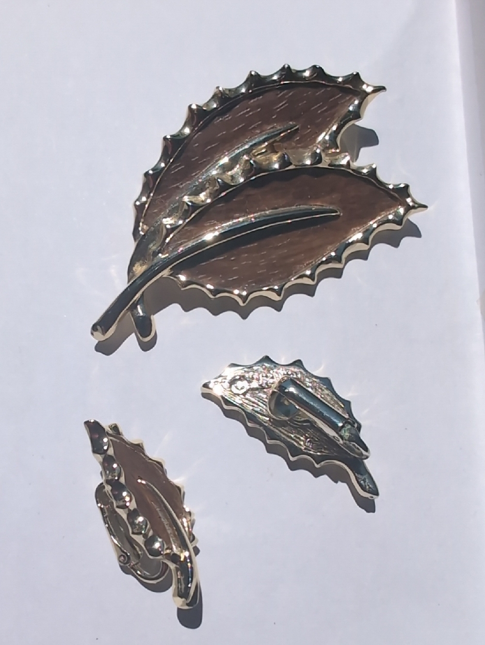 Vintage Sarah Coventry "Wooded Beauty" Brooch And Clip Earrings Set